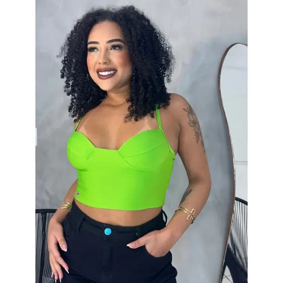 Cropped Brasil Retro Meia Taca Alca Fina com bojo feminino brasilcore