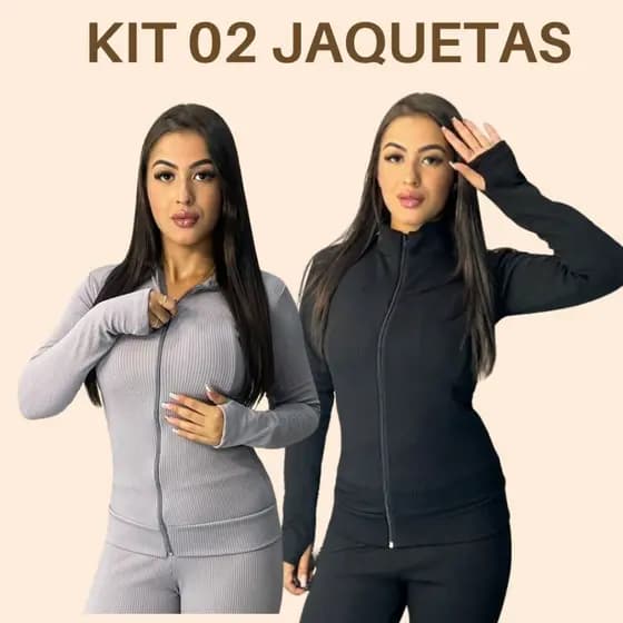Kit 02 Jaqueta Ziper Manga Longa Treino Academia jaquetinha academia