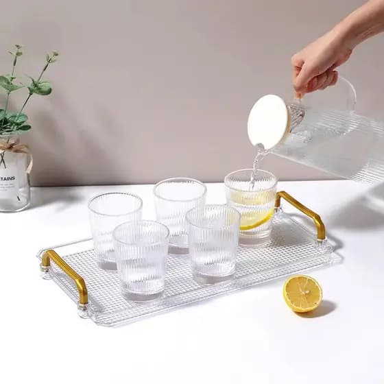 Bandeja Organizadora Decorativa luxo Multiuso em Bandeja de frutas Retangular Grande Dourado