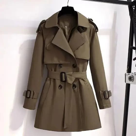 Cáqui Feminino De Primavera Maillard Estilo Trincheira De Outono Casaco Longo Da Moda