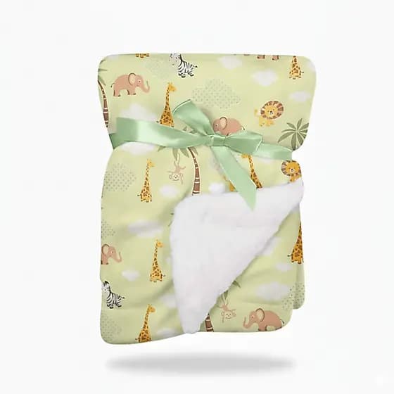 Cobertor manta estampadinha com sherpa felpudo para nenem