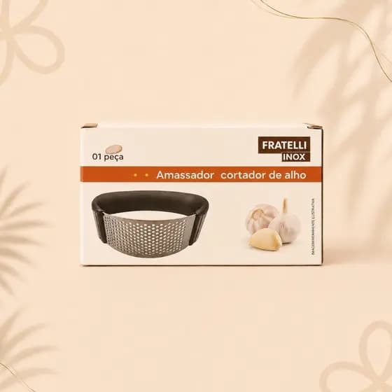 Amassador e Cortador de Alho Inox Manual Triturador Cortador de Alho Resistente Fratelli