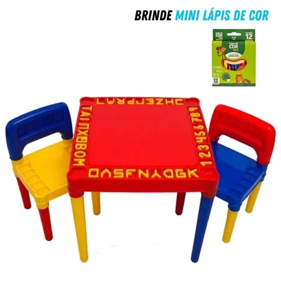Mesa Mesinha Infantil Didática - Brinde caixa míni lápis de cor - Envio Imediato