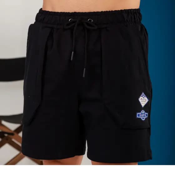 Shorts Masculino Moletom Street Confortável Haryn Casual Haryn Menswear Confortável Elástico na Cintura, Cordão e Bolsos