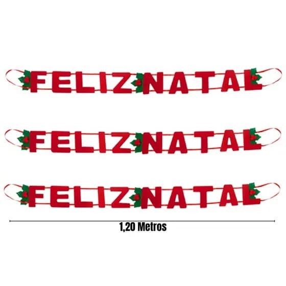 Placa Feliz Natal 120CM Decoração De Porta E Parede