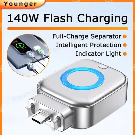 Adaptador De Carregamento Flash 140W | Separador Esquerdo Automático Totalmente Carregado Conversor Tipo C Para Telefone