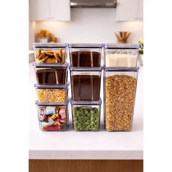 Kit 8 Organizador Rebirth Pote Hermético Empilháveis Porta Mantimento Cozinha