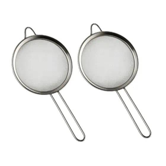 Kit 2 Peneiras Aço Inox Coar Chas, sucos, Farinhas, 20 CM Grande
