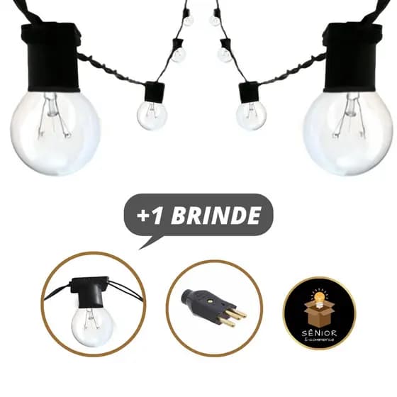 Varal de luzes cordão com 30 metros sem lampadas