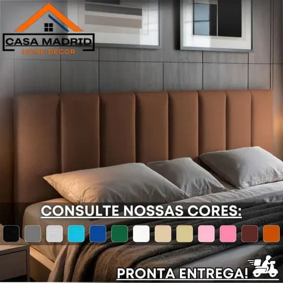 Cabeceira 1,40 x 0,60m Completa Modulada Adesiva Estofada Para Cama Box De Casal - 7 Placas