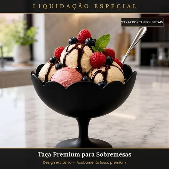 Liquidação Kit com 48 Taças Plásticas 300ml para Sobremesas Preta - Premium Gourmet Oferta