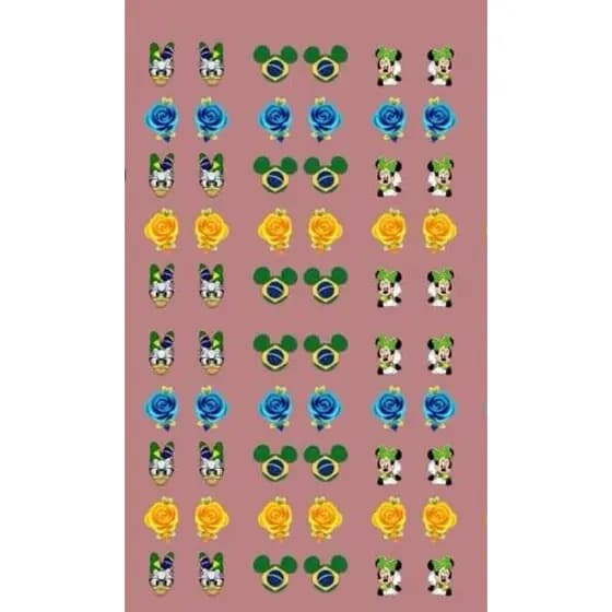 60 Adesivos de unhas 3D Copa minnie Brasil ( 30 pares).copa2