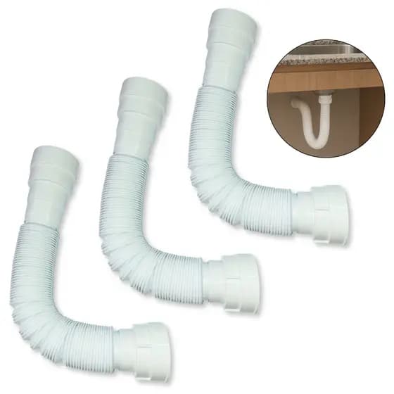 Kit com 3 Sifão Universal para Casa Toda, Cozinha, Banheiro e Lavatório