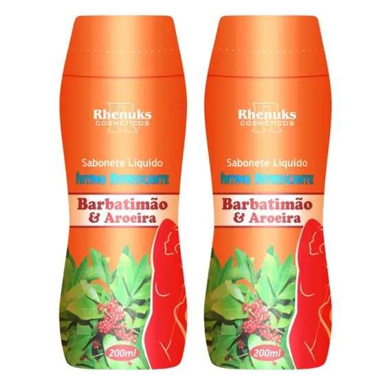Kit C/2 Sabonete Íntimo Refrescante Barbatimão e Aroeira 200ml cada - Rhenuks
