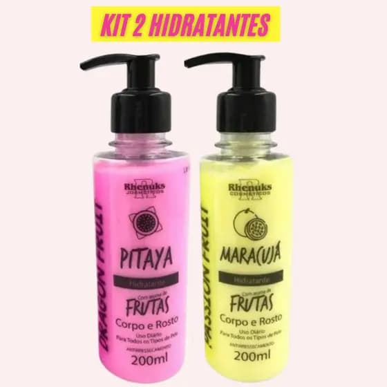 Kit Hidratante para CORPO e ROSTO de Pitaya e Maracujá - 200ml Cada - Rhenuks Cosméticos