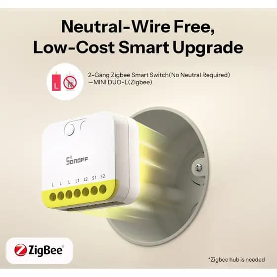 SONOFF MINI-ZB2GS-L Protocolo Zigbee Não É Necessário Neutro DUO-2-Gang Smart Switch Controle De Atualização Inteligente