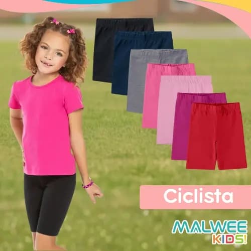 Bermuda Ciclista Short Infantil Menina Algodão Básico Cotton Escola Malwee Uniforme