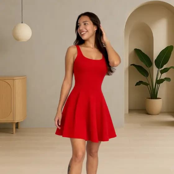 Vestido Feminino Curto Godê Rodado Bailarina Alças Moda Estilo Festa Elegante Tendência Juvenil
