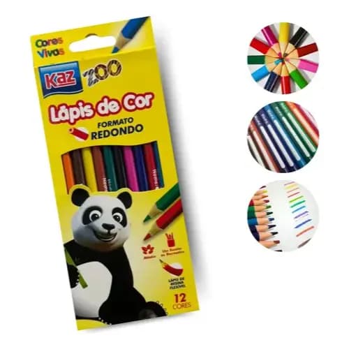 Lapis De Cor 12 Cores Kaz Escolar Atoxico Material Escolar Infantil