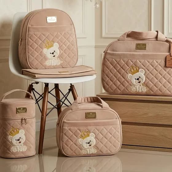 Kit Bolsa Maternidade 5 Peças Mochila, Bolsa e Trocador Versátil para Menino ou Menina