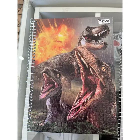 KIT 4 CADERNOS 1 MATÉRIA UNIVERSITÁRIO GRANDE DINOSSAUROS CAPA DURA DINOS ZOO ADESIVOS BLACK FRIDAY
