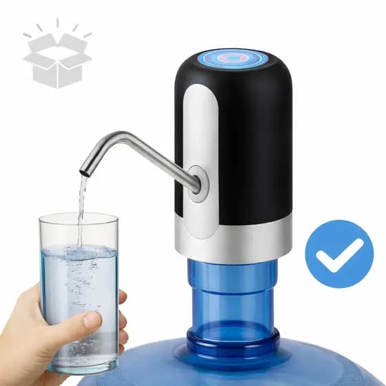 Bomba Elétrica Filtro P/ Galão De Água 10/20 Lts Recarregável Portátil Touch Para Galão De Água Cor Preto