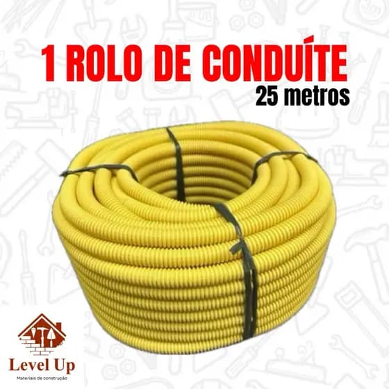 Conduíte Eletroduto Corrugado 3/4 Reforçado Flexível Amarelo 25 Metros