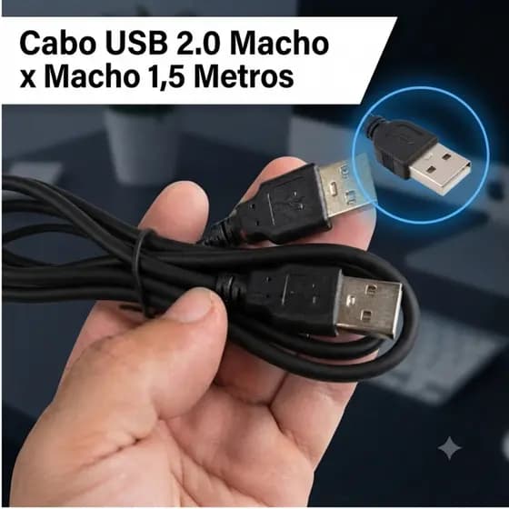 Cabo USB Macho X Macho 1,5 Metros Rápido Resistente Compatível PC HD TV Video Game