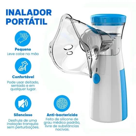 Nebulizador Inalador Portátil Recarregável Adeus a Tosse e a Dificuldade Respiratória