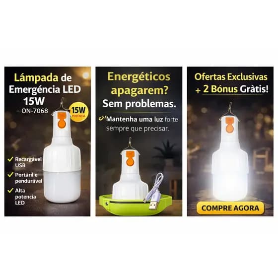Lâmpada de Emergência LED 15W - ON-7068