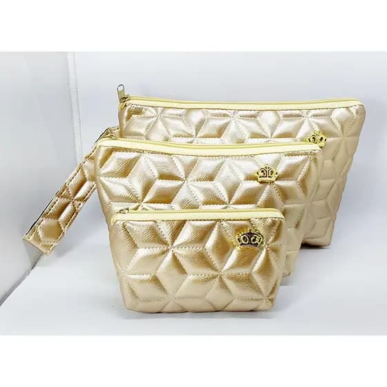 Necessaire kit com 3 peças/ Necessaire Transparente/ Grafite/ Organizador