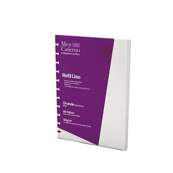 Refil Compativel Caderno Inteligente 60 Folhas Lisas Caderno de 11 Discos Furos Grande 90g Tamanho 200X275mm