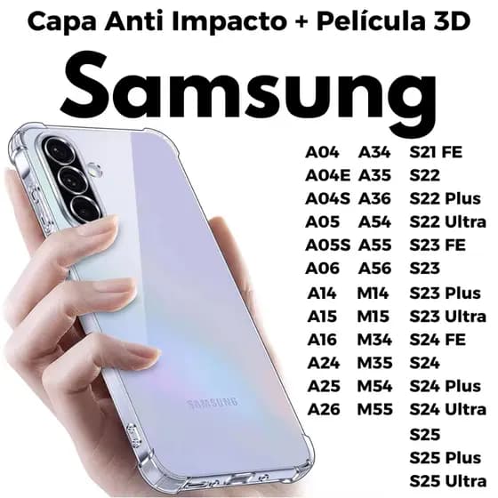 Capa Capinha Case + Película 3D para Samsung Galaxy Todos Modelos