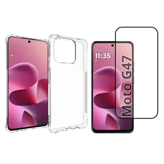 Capa Capinha Case e Película Vidro 3D para Motorola Moto G47