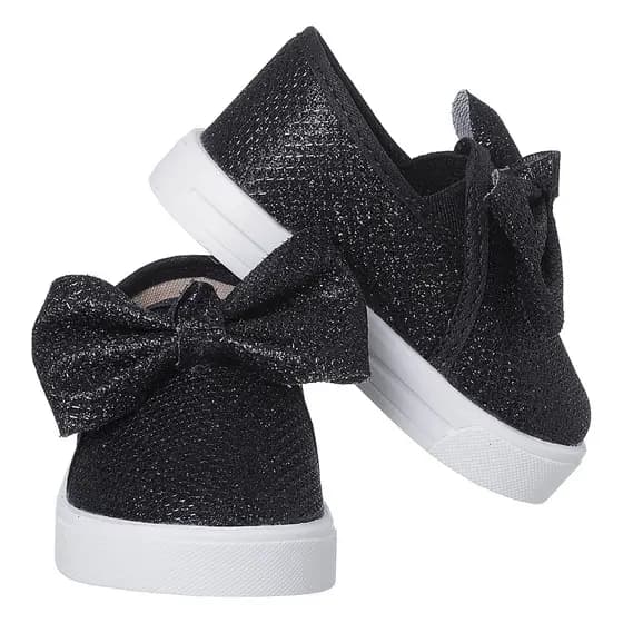 Tênis Feminino Slip On Glitter Infantil Sapatilha Menina Brilho Laço Sapatênis Casual Sapato Iate