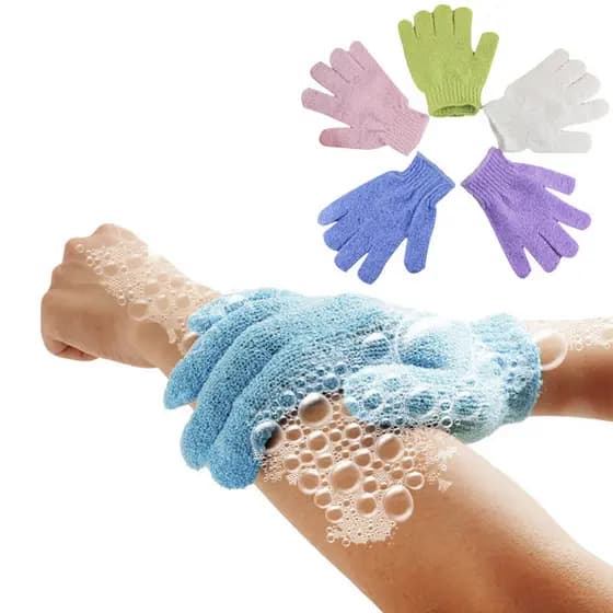 Par de Luvas esfoliante corporal para banho E Massagem Bucha Esponja Limpeza de Pele e Peeling