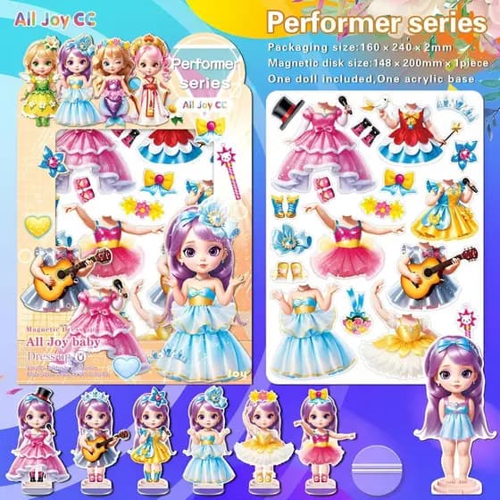 Princesa Magnética Vestir Boneca De Papel , Brincar De Com Ímã Para Meninas De 4-7 Anos De Idade Cultivar A Criatividade E Imaginação