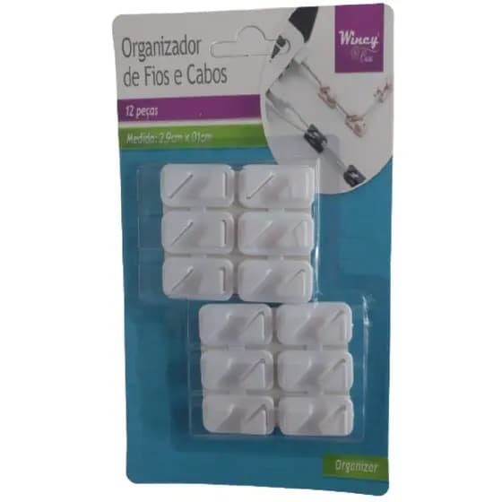 Organizador de Fios de Plástico Auto-adesivo 12 Peças
