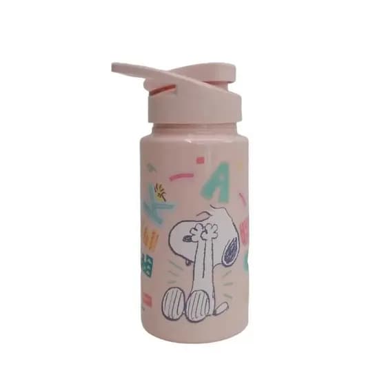 Garrafinha de Água Squeeze Snoopy Rosa 500ml Plástico Livre de BPA Lancheira Menina Academia