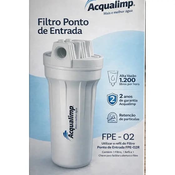 Filtro de Água Ponto de Entrada Acqualimp Caixa D’água Fpe-02 1200l/h