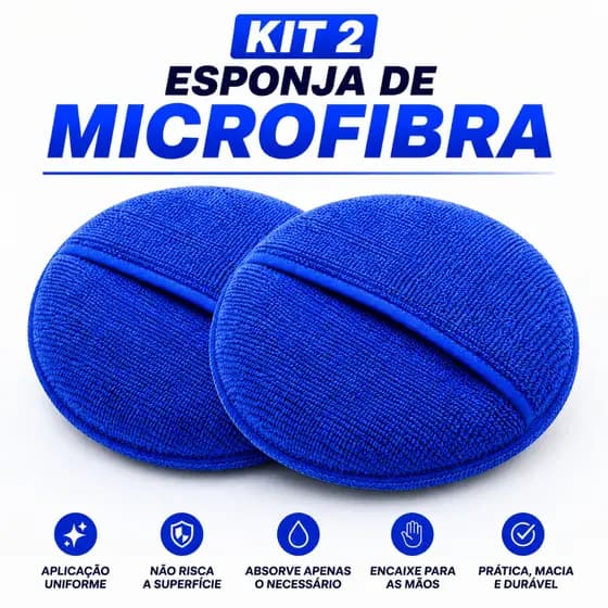 Kit 2 x Aplicadoras de Microfibra para Cera Polimento Automotivo Alta Performance Selante Aplicações