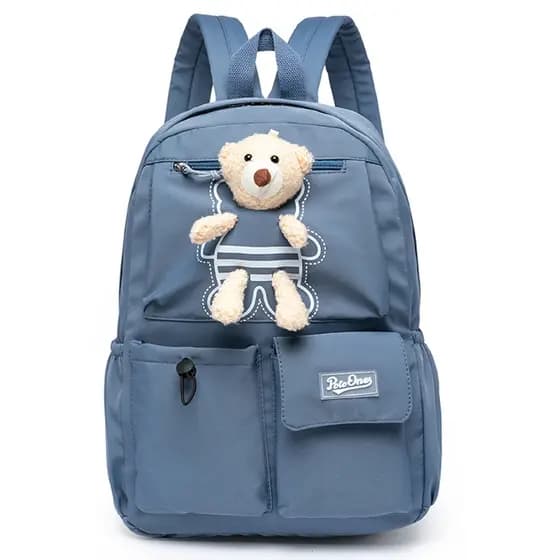 Mochila Azul Estilo Coreano Bolsa Juvenil Escolar Polo One