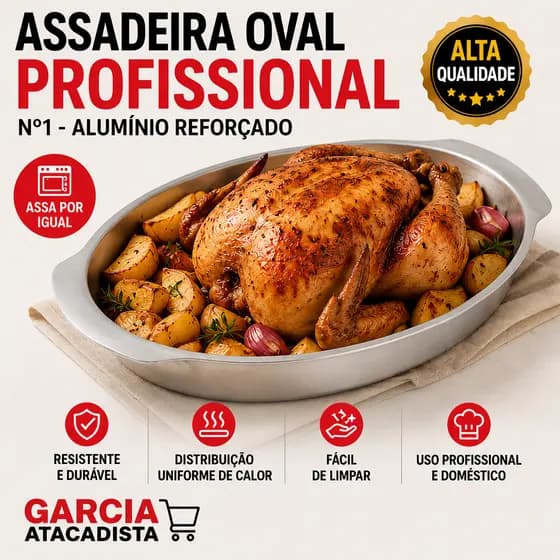 Assadeira Oval Oblonga Nº1 32cm Alumínio Profissional | Forma para Bolo, Massas e Assados Assa Fácil Do Forno Para Mesa