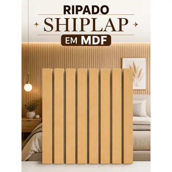Painel Ripado Shiplap MDF Cru 3mm Pronto para Pintura Kit