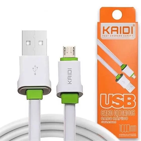 Cabo Carregador Usb Celular V8 Kaidi Android Turbo Rápido Reforçado