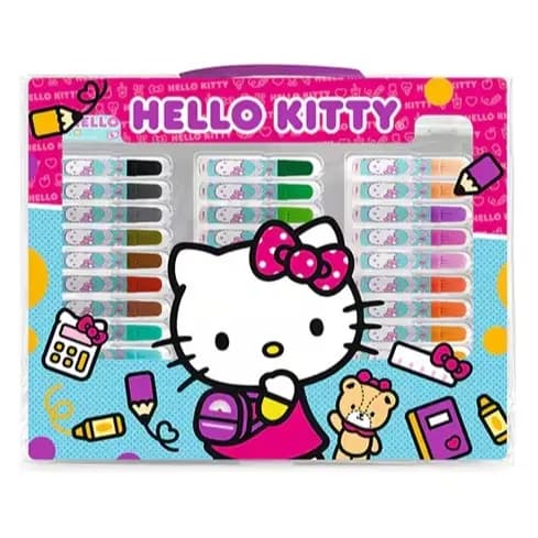 Maleta para colorir Hello Kitty com 150 itens, Spiral Kids - CX 150 UN