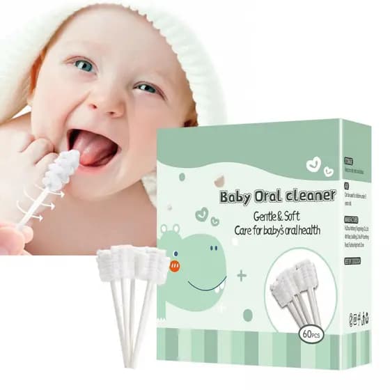 Limpador Bucal Para Bebê 60PCS Descartável Bastão De Limpeza Oral Flexível Escova De Dentes E Cuidados Com A Língua