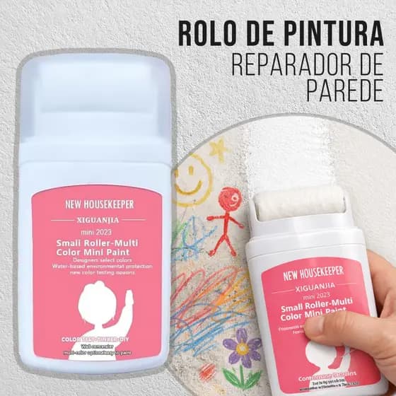 Tinta Reparadora de Parede Branca 100g com Rolo Aplicador Cobre Riscos Manchas e Rabiscos