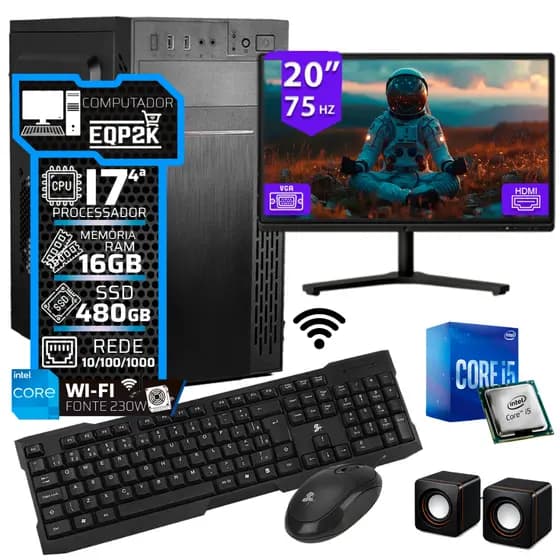 Computador Intel Core I7 4°gera. Ssd 480gb 16gb Memória Ram Monitor 20 + DVD