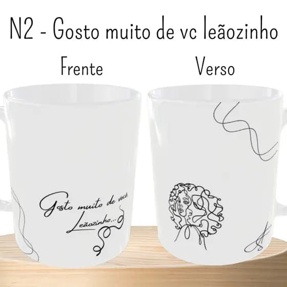 Caneca Porcelana Personalizada - Xícara Para Presente - Gosto Muito de Você Leãozinho